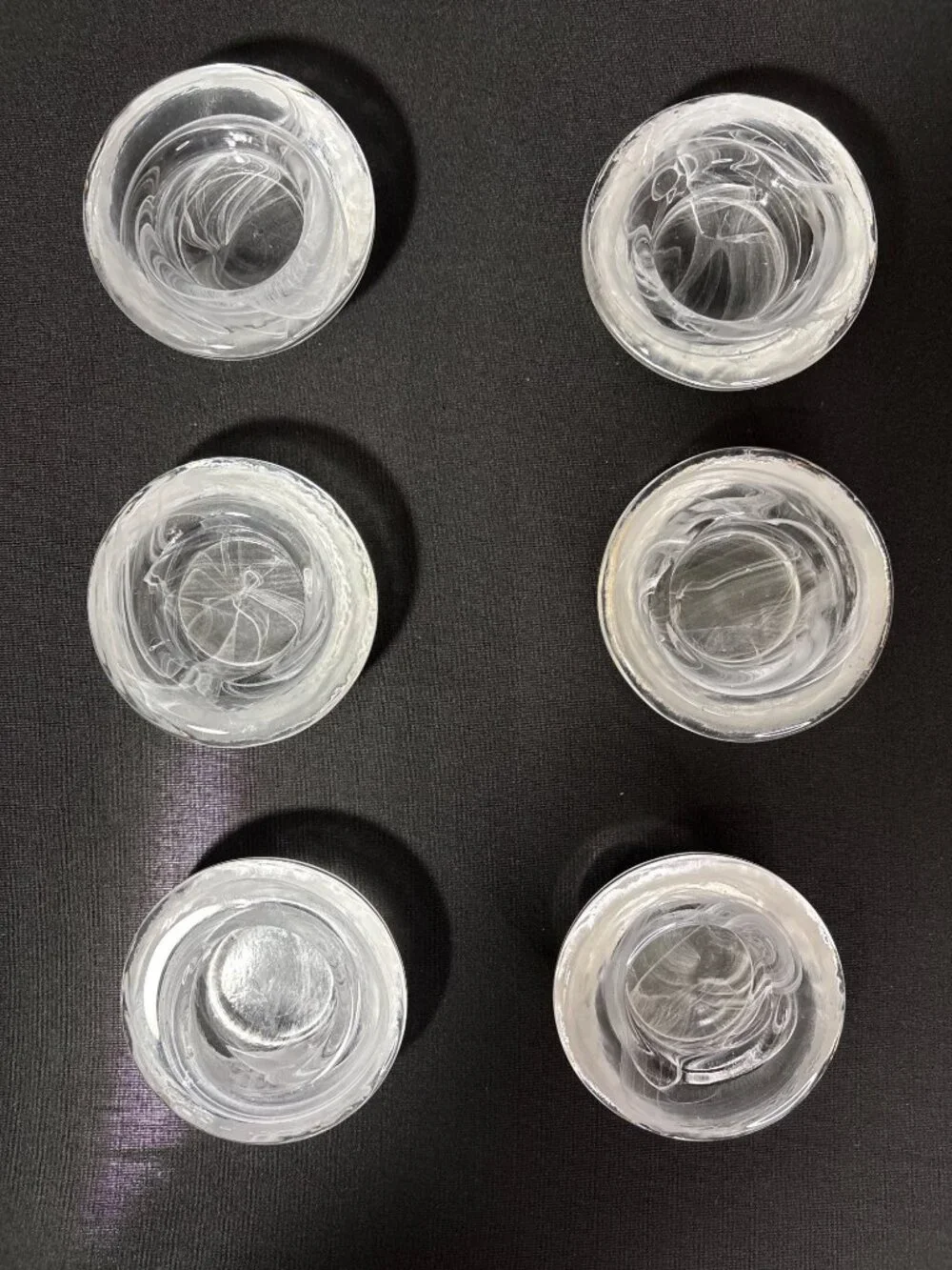 Set Of 6 Swirl Votive Candle Holders Clear Glass Decorative Round Bowls Tealight